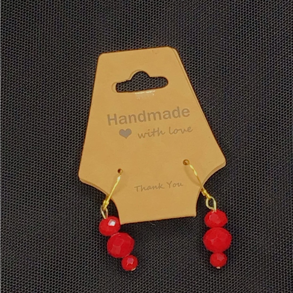 Handmade Women’s Dangle Earrings Set — Black, Pink, Clear, Red & Green Options - Picture 10 of 12
